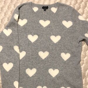 Talbots Pure Cashmere Gray Heart Print Sweater | Size M